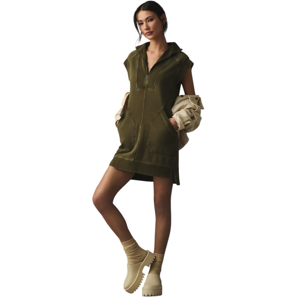 Anthropologie Daily Practice Meru Zip-Front Sweatshirt Mini Dress